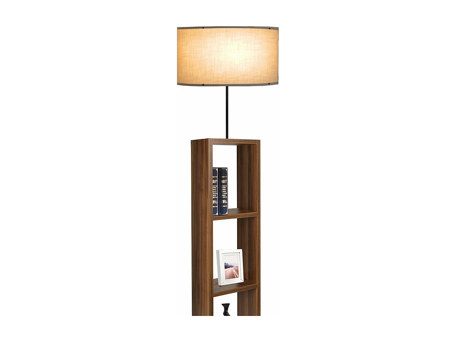 Lámpara de pie luminaria luminosa redditch con altura de estante 150 cm E27 efecto madera / negro / beige 03_0007308