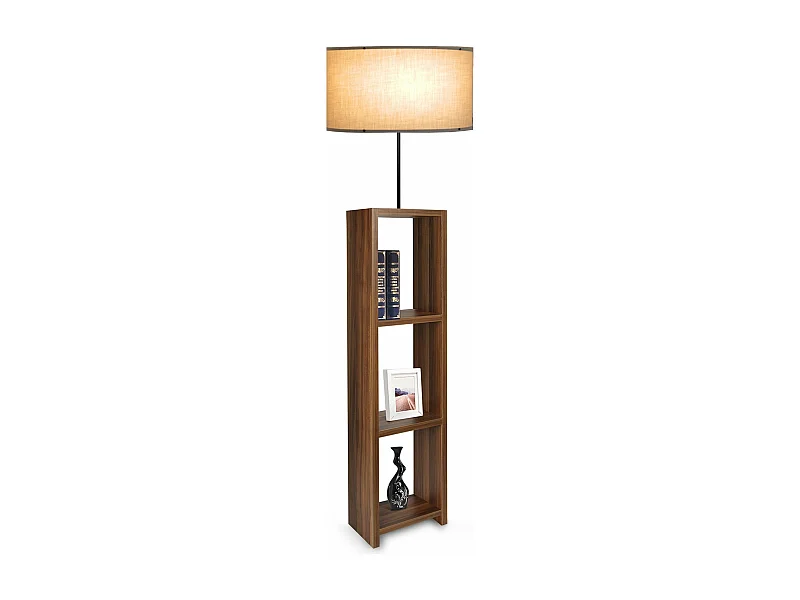 Lampadaire lampe lumière luminaire bois beige 38 x 38 x 150 cm 03_0007308