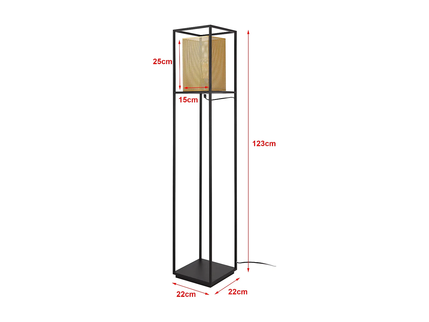 Lampadaire lampe lumière luminaire noire 22 x 22 x 123 cm 03_0007317