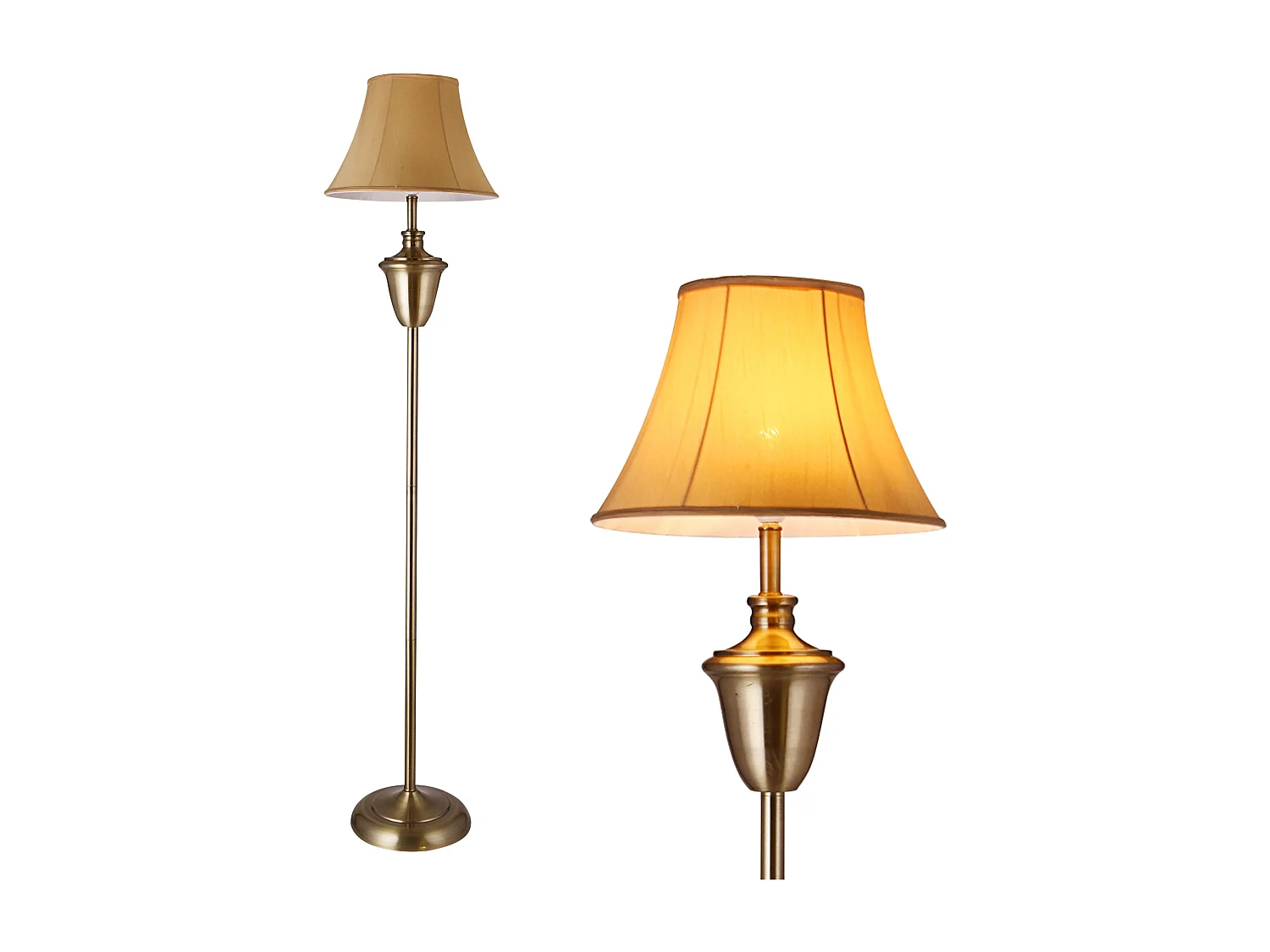 Lampada da terra lampada da piede lampada torchiere beige rame lucido altezza: ca. 157 cm diametro del paralume: 35 cm beige marrone bianco 03_0002441