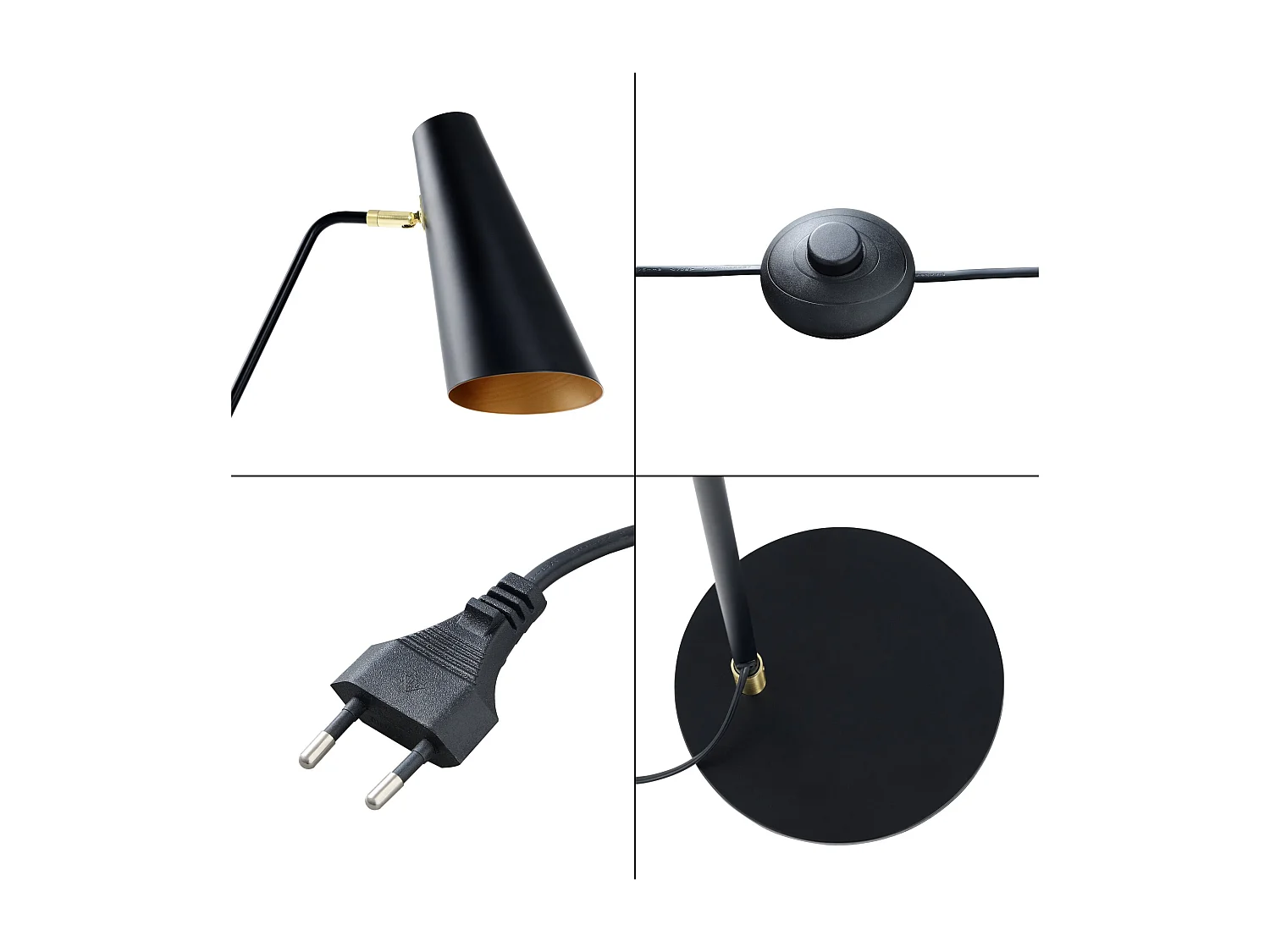 Lampadaire lampe lumière luminaire noire 25 x 25 x 160 cm 03_0007301