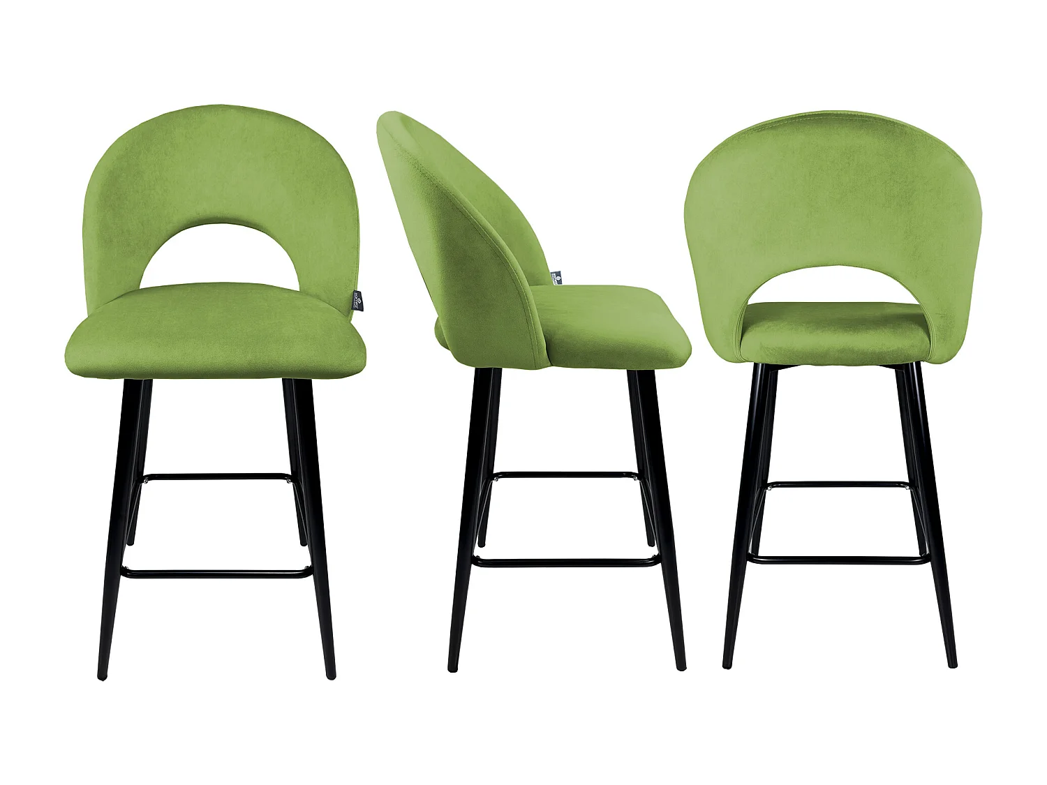 Sgabello cucina imbottito, sgabello alto in velluto verde pistacchio mod. Zoe