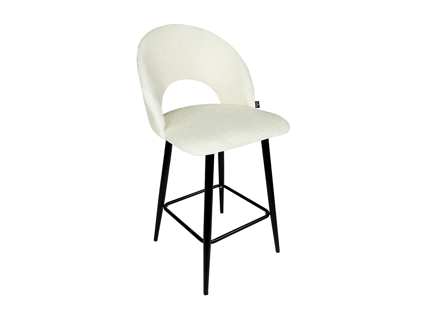 Sgabello cucina imbottito, sgabello alto in tessuto bouclè bianco mod. Zoe