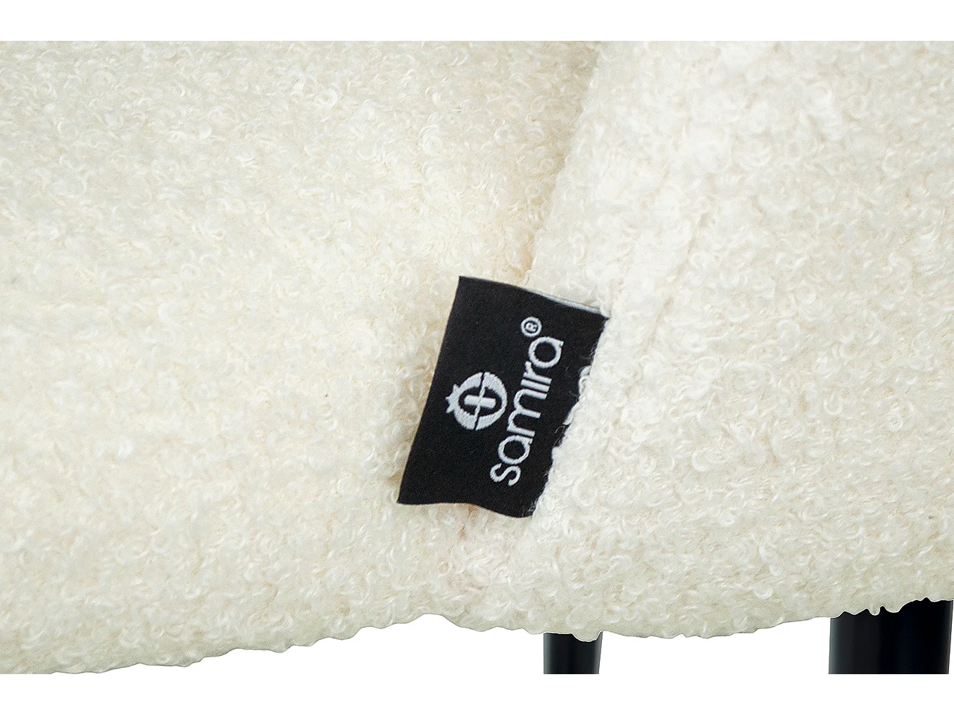 Sgabello cucina imbottito, sgabello alto in tessuto bouclè bianco mod. Zoe