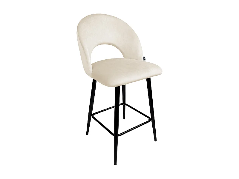 Sgabello cucina imbottito, sgabello alto in velluto beige mod. Zoe