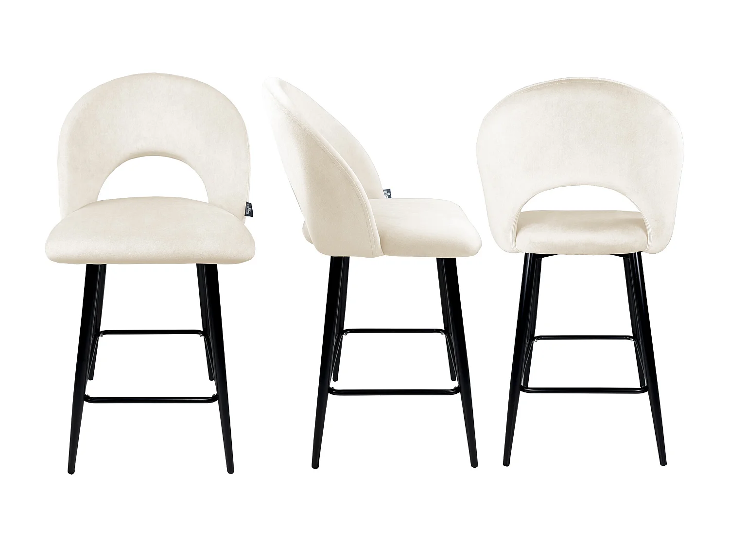 Sgabello cucina imbottito, sgabello alto in velluto beige mod. Zoe