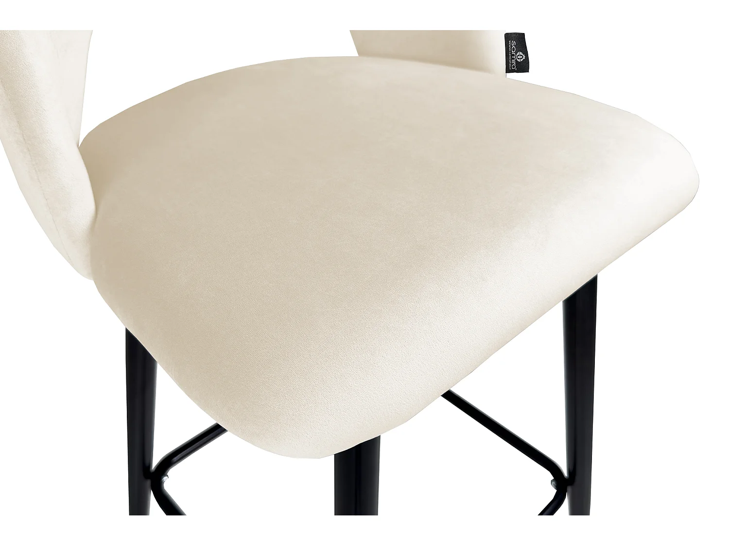 Sgabello cucina imbottito, sgabello alto in velluto beige mod. Zoe