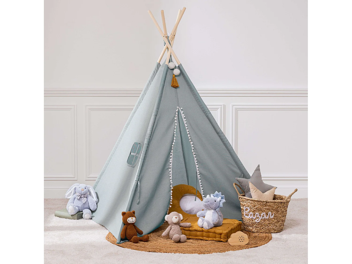 Tipi Déco Enfant "Wapi" 160cm Bleu