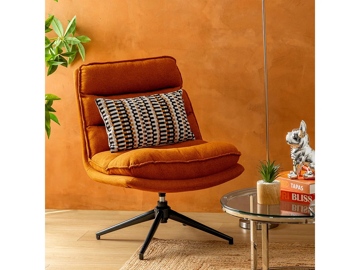 Fauteuil pivotant en Tissu Ambre et pied en Acier