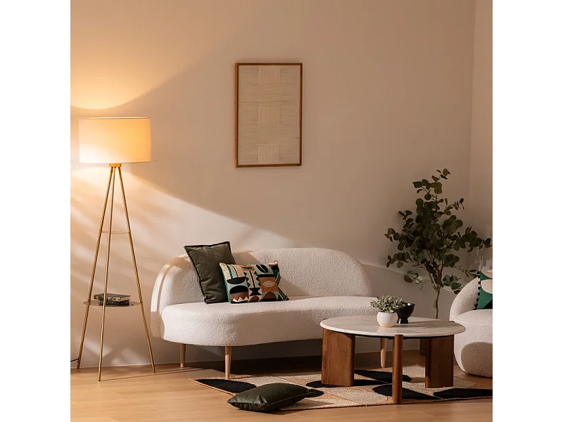 Lampadaire Trépied en Métal "Arthus" 163cm Doré