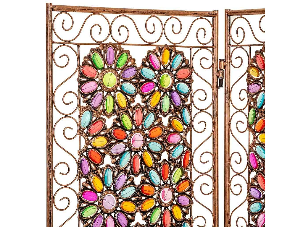 Biombo de metal y cristal acrilico de colores 120x3x172