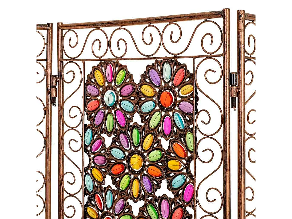 Biombo de metal y cristal acrilico de colores 120x3x172