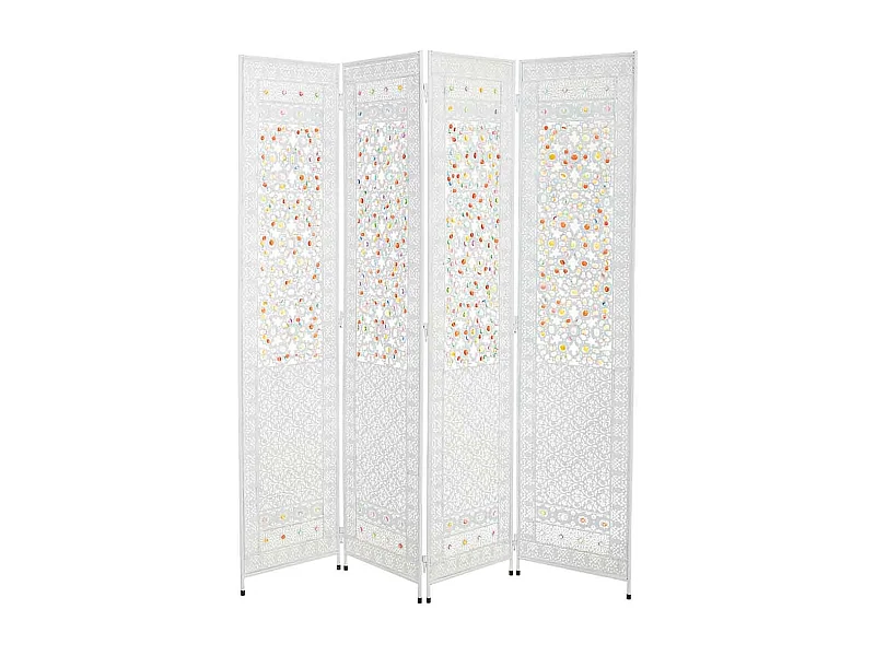 Paravent aus weißem Metall und farbigem Acrylglas 160x3x172