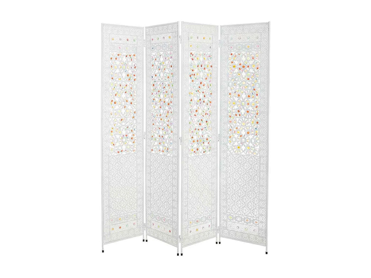 Biombo de metal branco e acrílico colorido 160x3x172