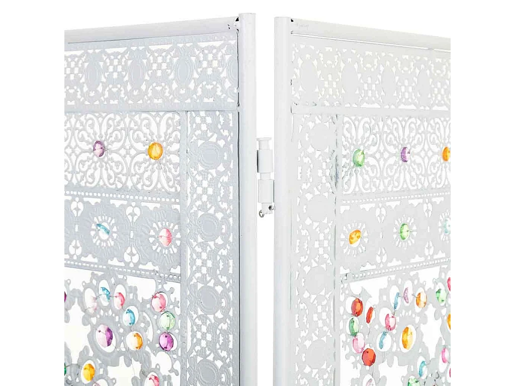 Biombo de metal branco e acrílico colorido 160x3x172