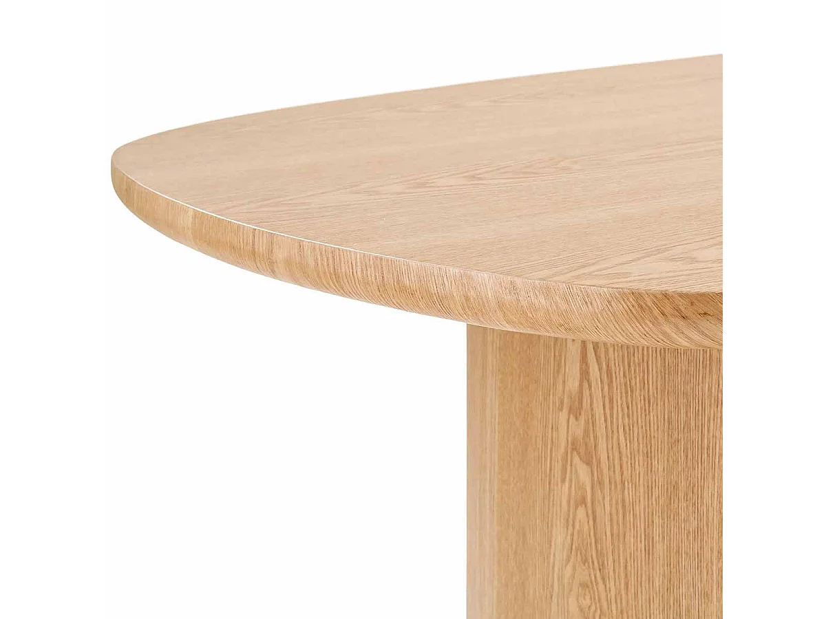 SIERRA - Table Repas Fixe Coins Arrondis 2 Piètements Larges Placage Frêne