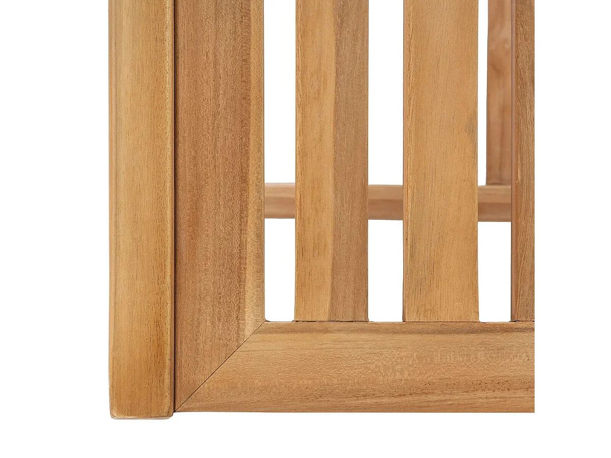 TECKER - Salon de Jardin Complet Table Basse en Teck Massif et Coussins Blancs