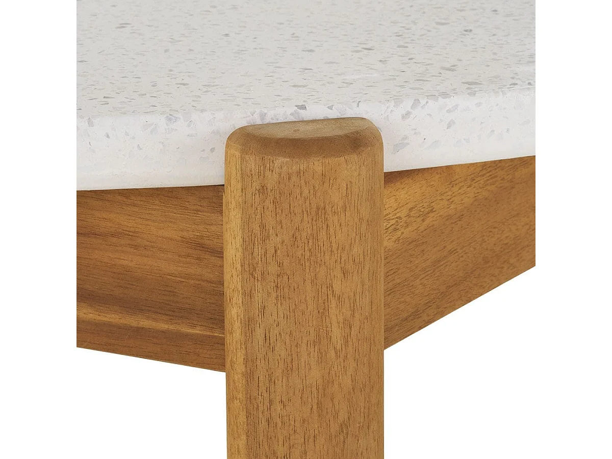 LORIENA - Ensemble repas de Jardin Table + 4 Fauteuils en Acacia Plateau en Terrazzo