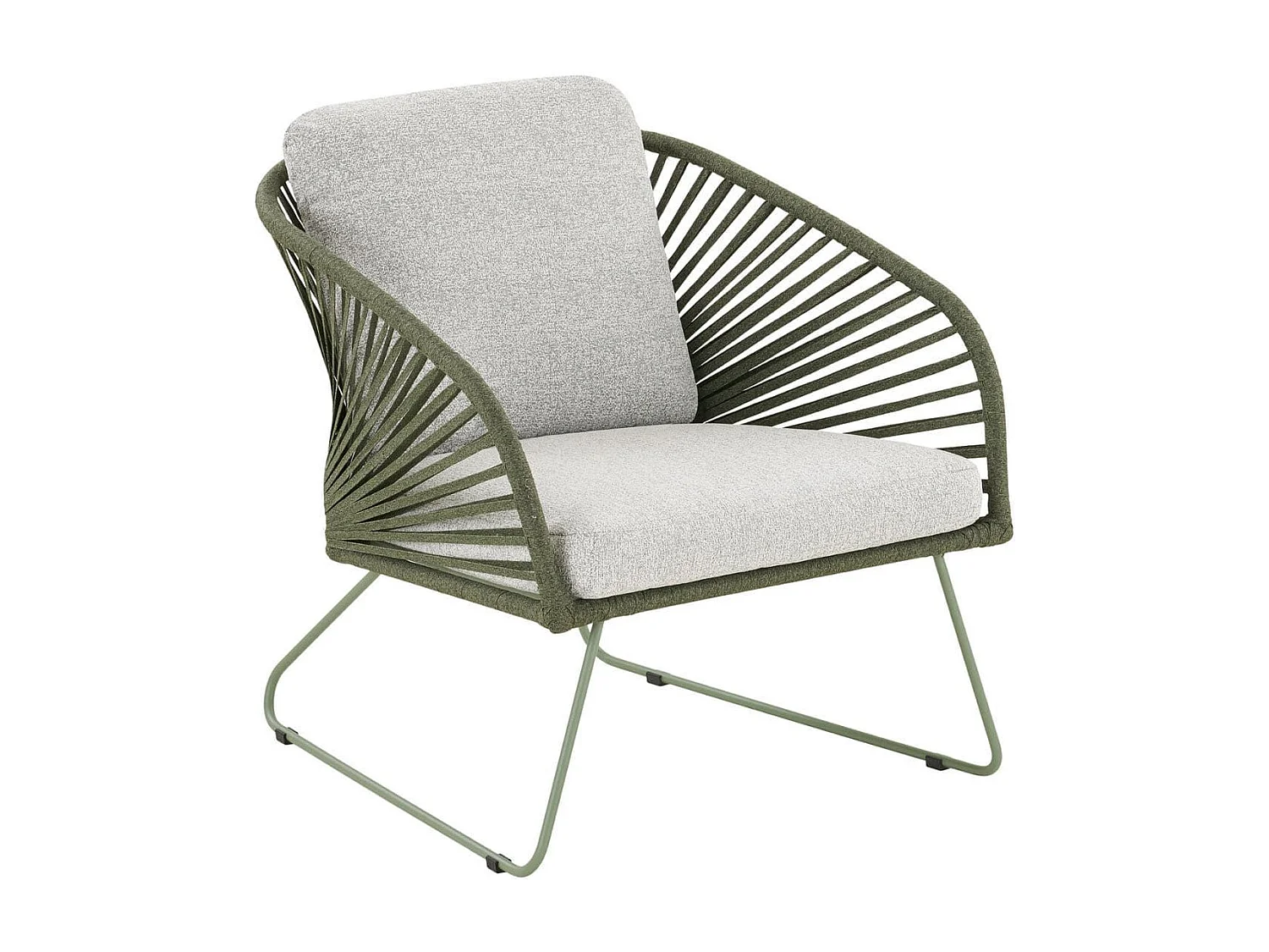 NOALIA - Salon de Jardin Complet Tables Gigogne Vert en Acier et Imitation Rotin