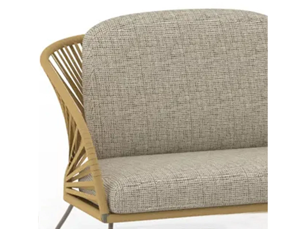 NOALIA - Salon de Jardin Complet Tables Gigogne Beige en Acier et Imitation Rotin