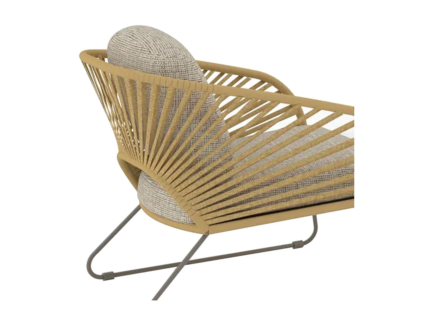 NOALIA - Salon de Jardin Complet Tables Gigogne Beige en Acier et Imitation Rotin