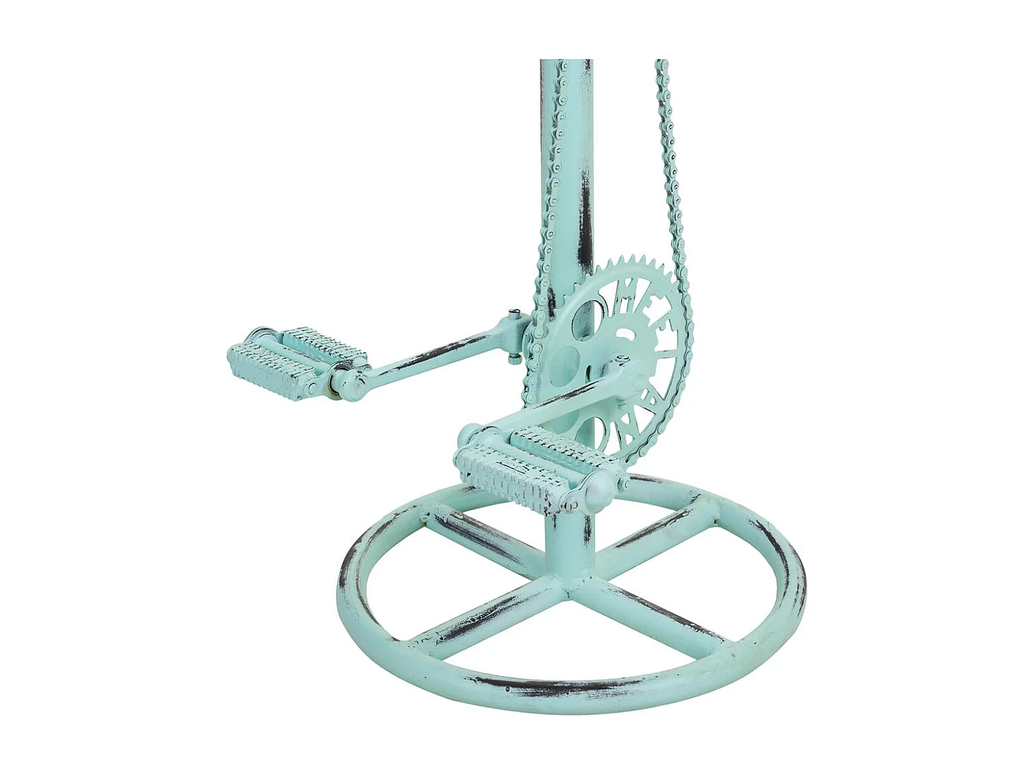 Banquinho de madeira e metal lacado turquesa 40x40x73h cm