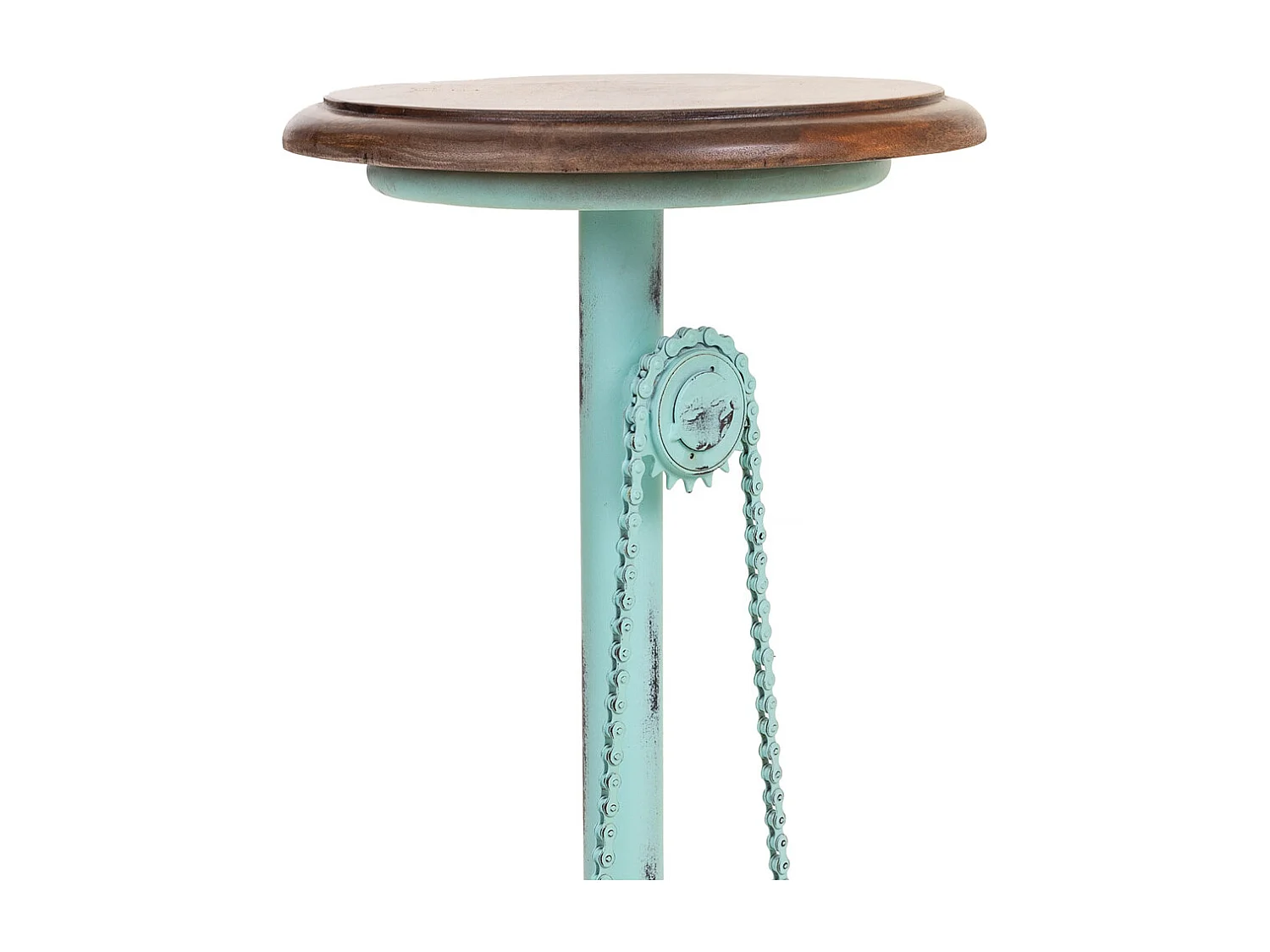 Tabouret en bois et métal laqué turquoise 40x40x73h cm
