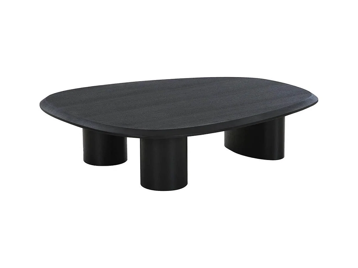 TANELIA - Table basse Ovale 3 Pieds Placage Frêne Teinté Noir