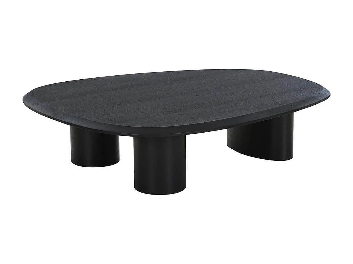 TANELIA - Table basse Ovale 3 Pieds Placage Frêne Teinté Noir
