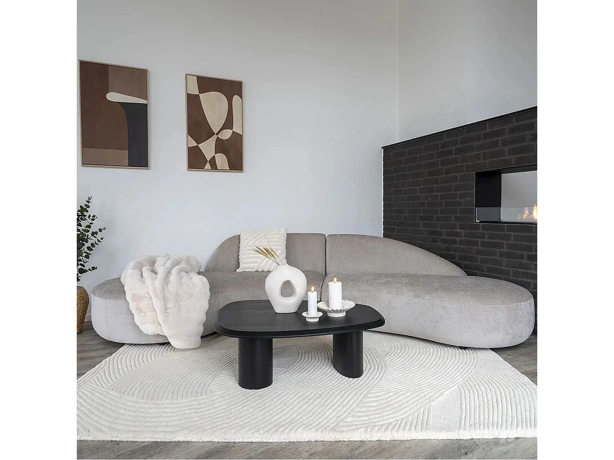 TANELIA - Table basse Ovale 3 Pieds Placage Frêne Teinté Noir