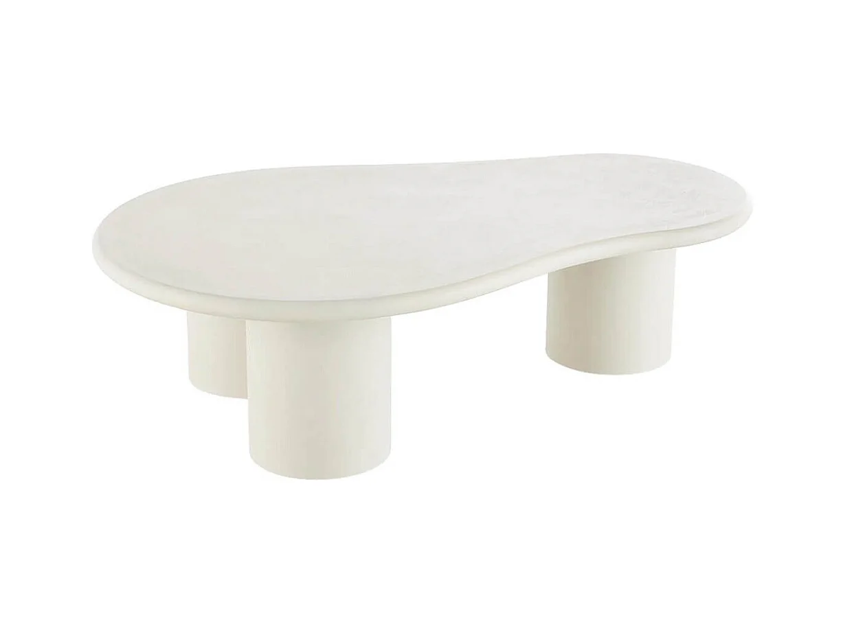 PALMA - Table basse Ovale 3 Pieds MDF Aspect Ciment Gris Clair