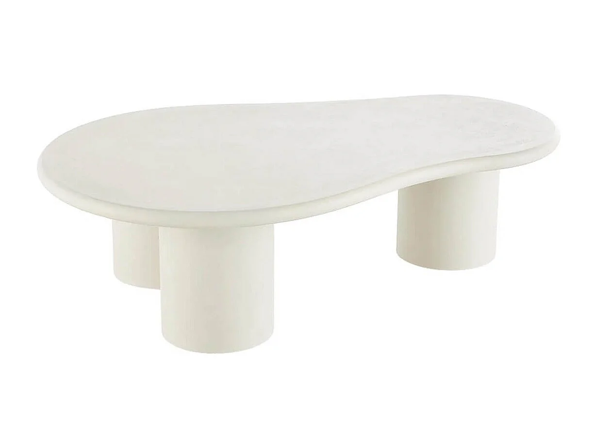 PALMA - Table basse Ovale 3 Pieds MDF Aspect Ciment Gris Clair