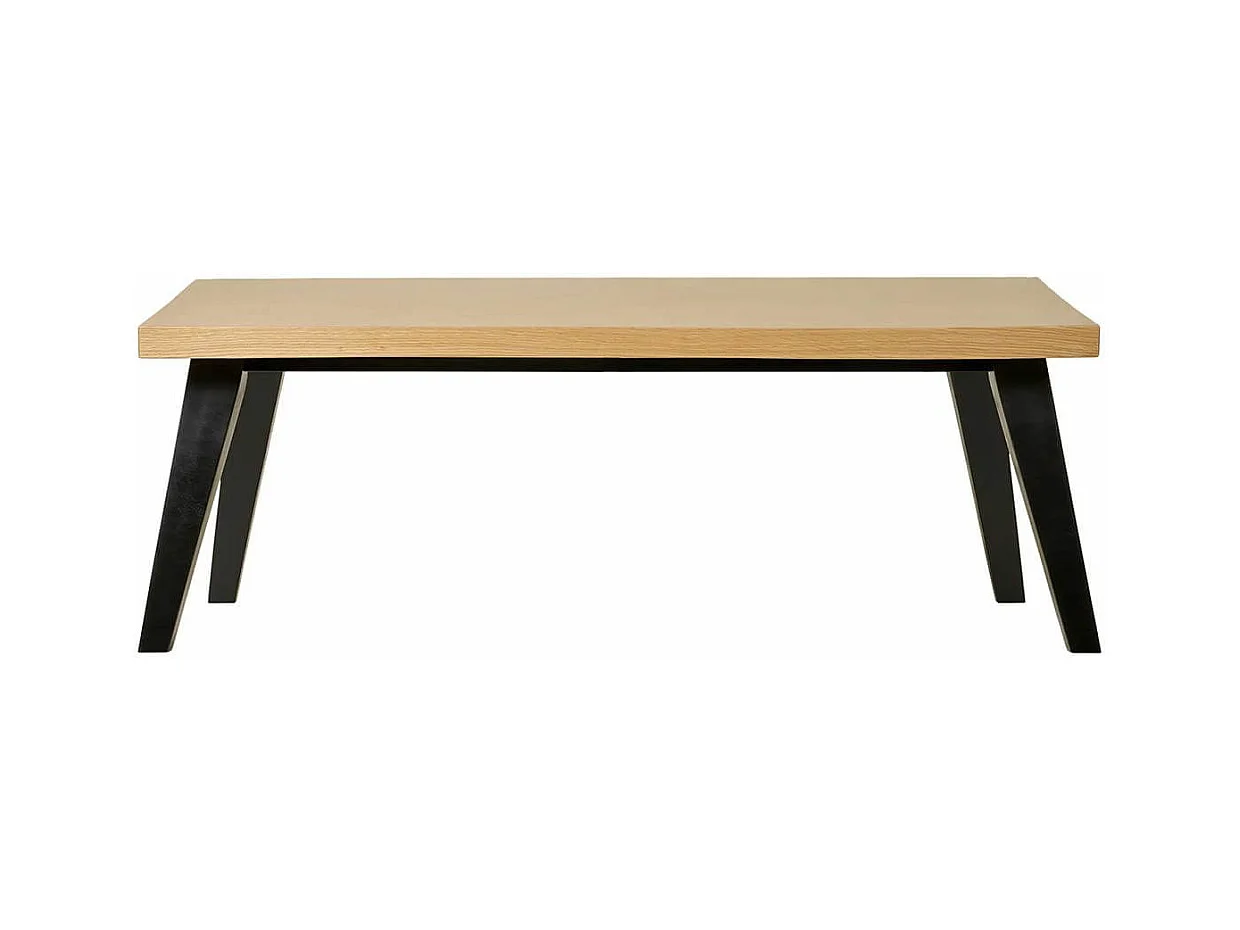 VIANA - Table basse Rectangulaire Placage Chêne à Motif Chevrons Pieds Teintés Noir