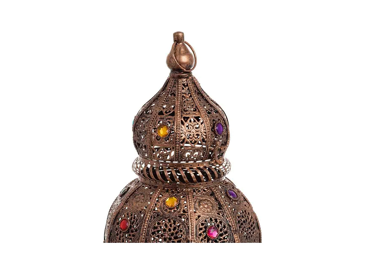 Lâmpada de metal com vidro acrílico colorido  23x23x49.5h cm