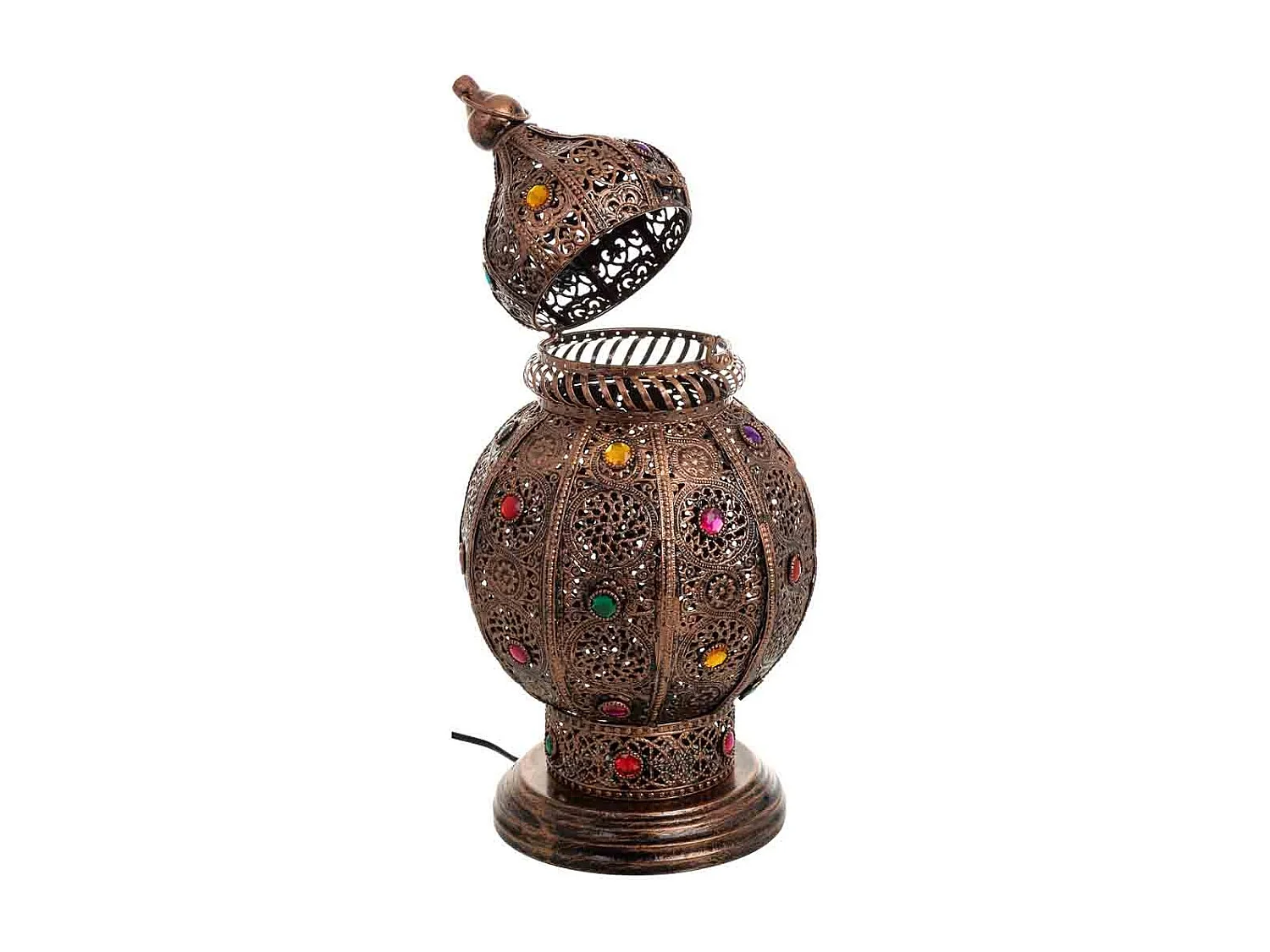 Lampada in metallo con vetro acrilico colorato 23x23x49.5h cm