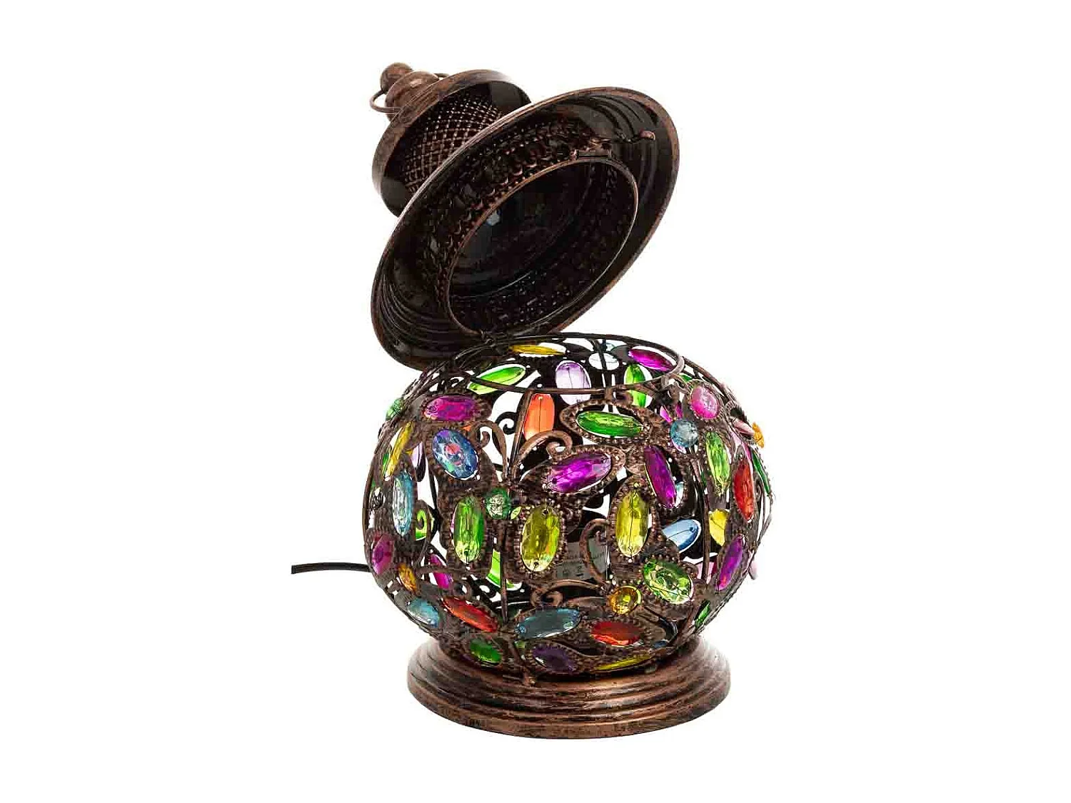 Metallampe mit buntem Acrylglas, 20x20x31,5H cm