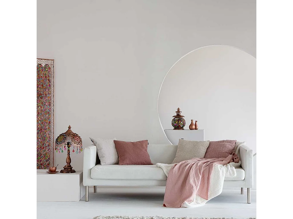 Lampada in metallo con vetro acrilico colorato 20x20x31.5h cm