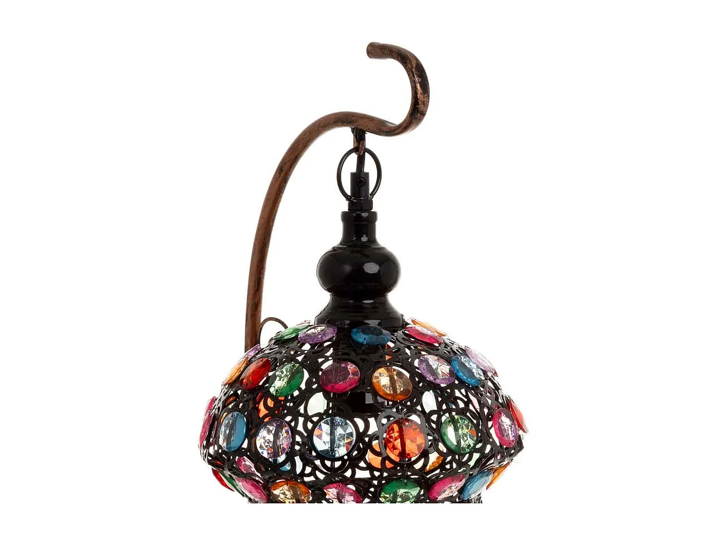 Lâmpada de metal com contas de cristal acrílico coloridas 27x22x55h cm