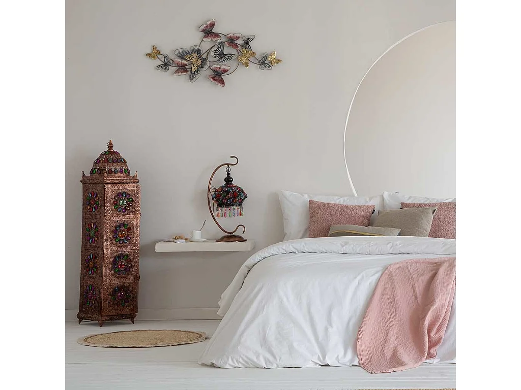 Lámpara de metal y abalorios de cristal acrilico 27x22x55h cm