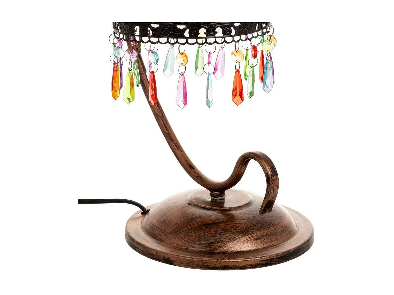 Lámpara de metal y abalorios de cristal acrilico 27x22x55h cm