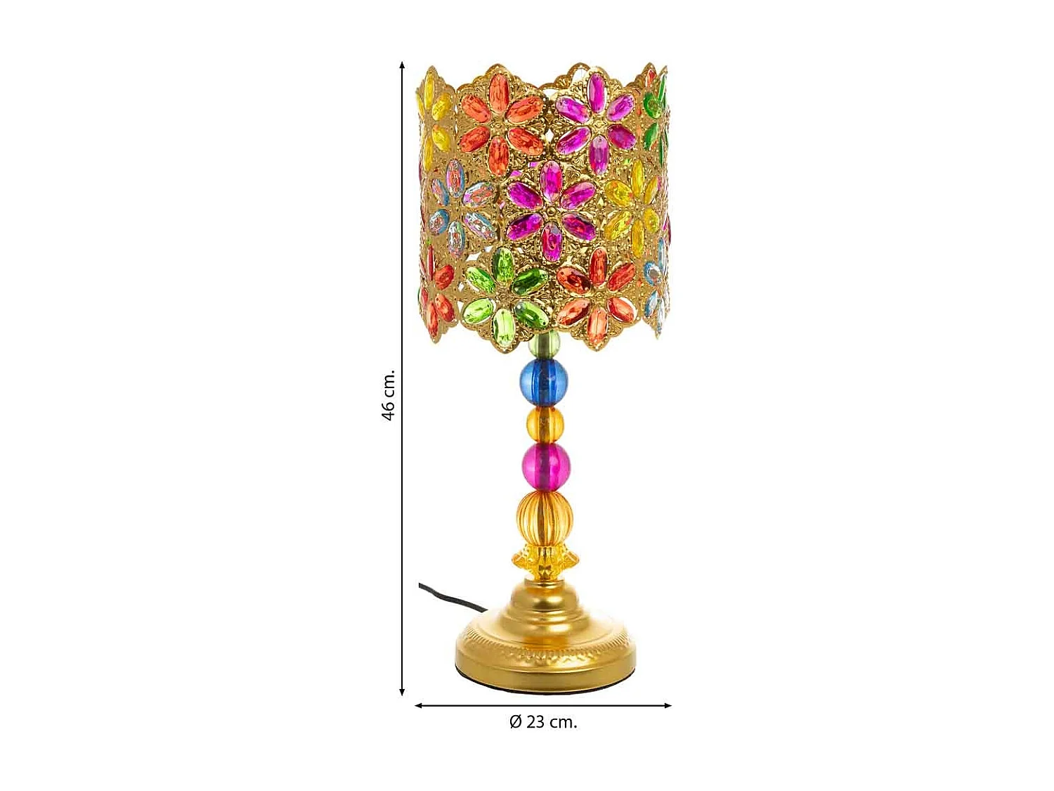 Lampada in metallo con vetro acrilico colorato 23x23x46