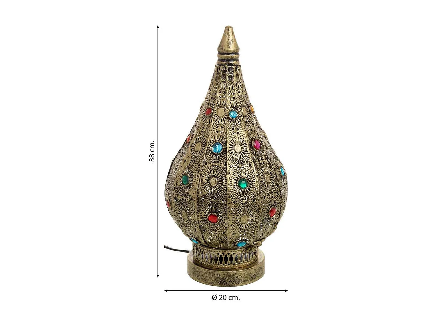 Lâmpada de metal com vidro acrílico colorido D20x38h cm