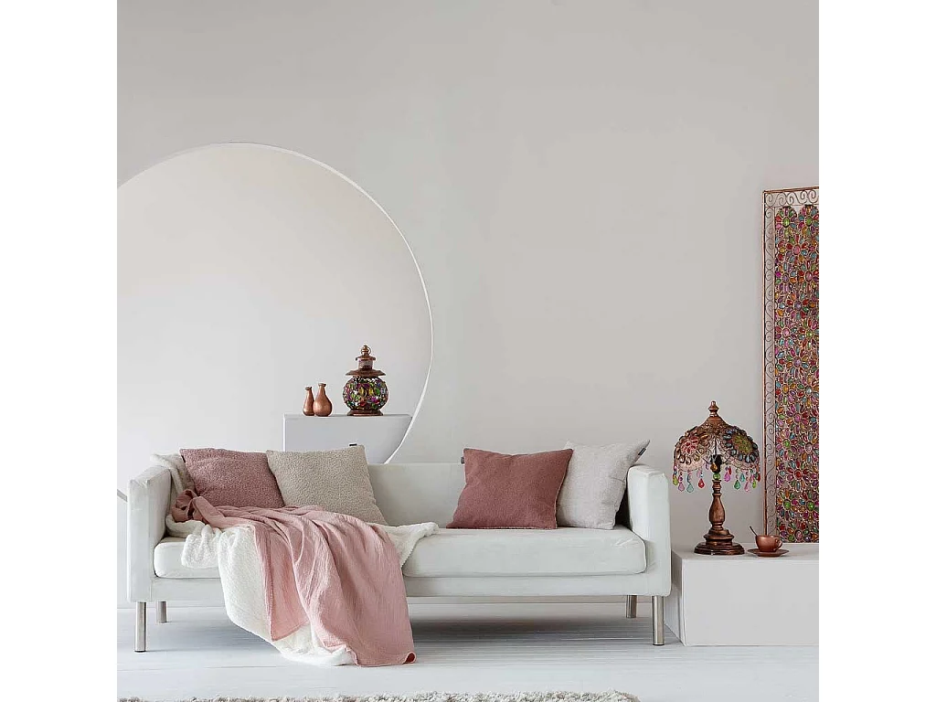 Lampe en métal avec perles en cristal acrylique colorées D35x30h cm