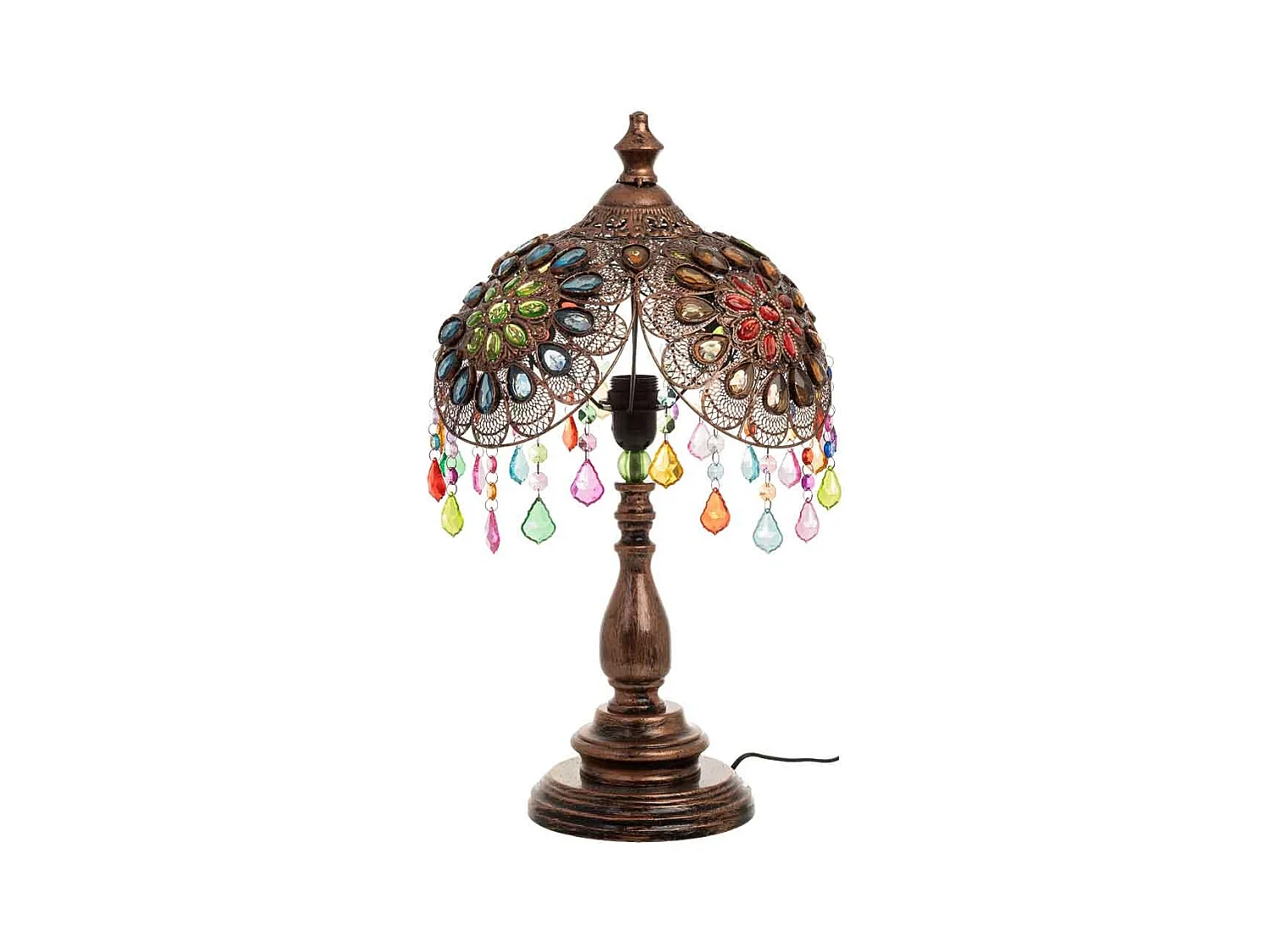 Lampada in metallo con perline in cristallo acrilico D35x30h cm