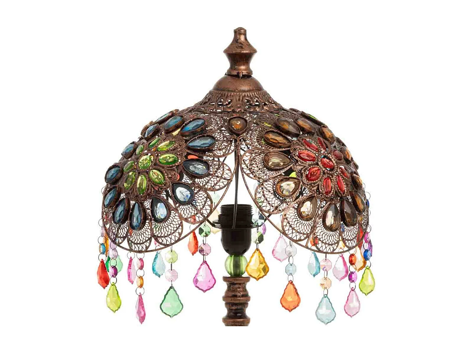 Lâmpada de metal com contas de cristal acrílico coloridas D35x30h cm