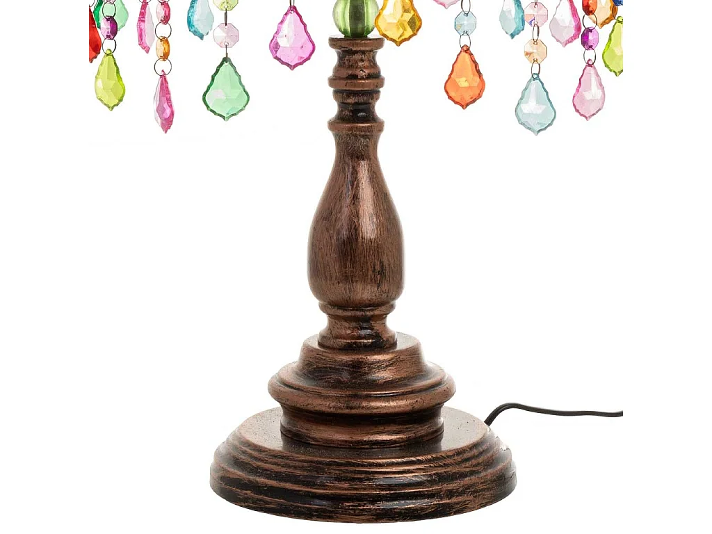 Lâmpada de metal com contas de cristal acrílico coloridas D35x30h cm