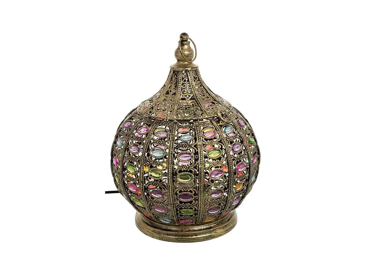 Lâmpada de metal com vidro acrílico colorido D27x33h cm