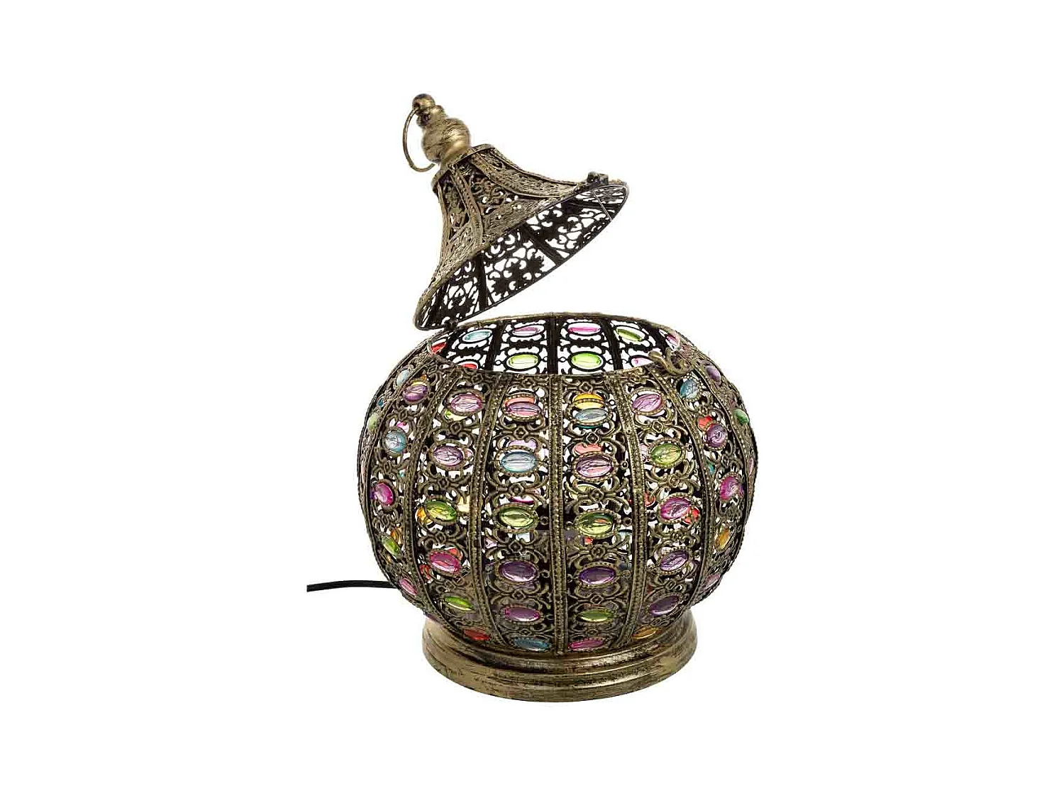 Lâmpada de metal com vidro acrílico colorido D27x33h cm