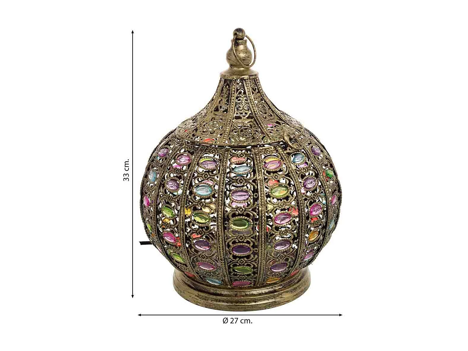 Lâmpada de metal com vidro acrílico colorido D27x33h cm