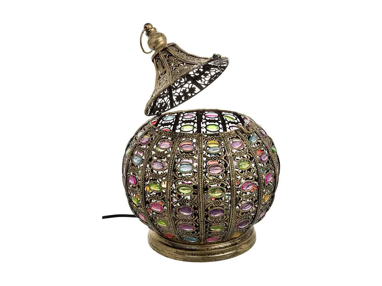 Lâmpada de metal com vidro acrílico colorido D27x33h cm